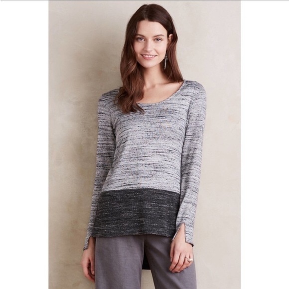 ANTHROPOLOGIE Blocked Heathered Pullover Top New - Picture 1 of 8